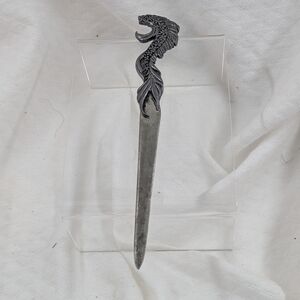 VTG METZKE Pewter Letter Opener 1970's Koi Betta Fish 7"